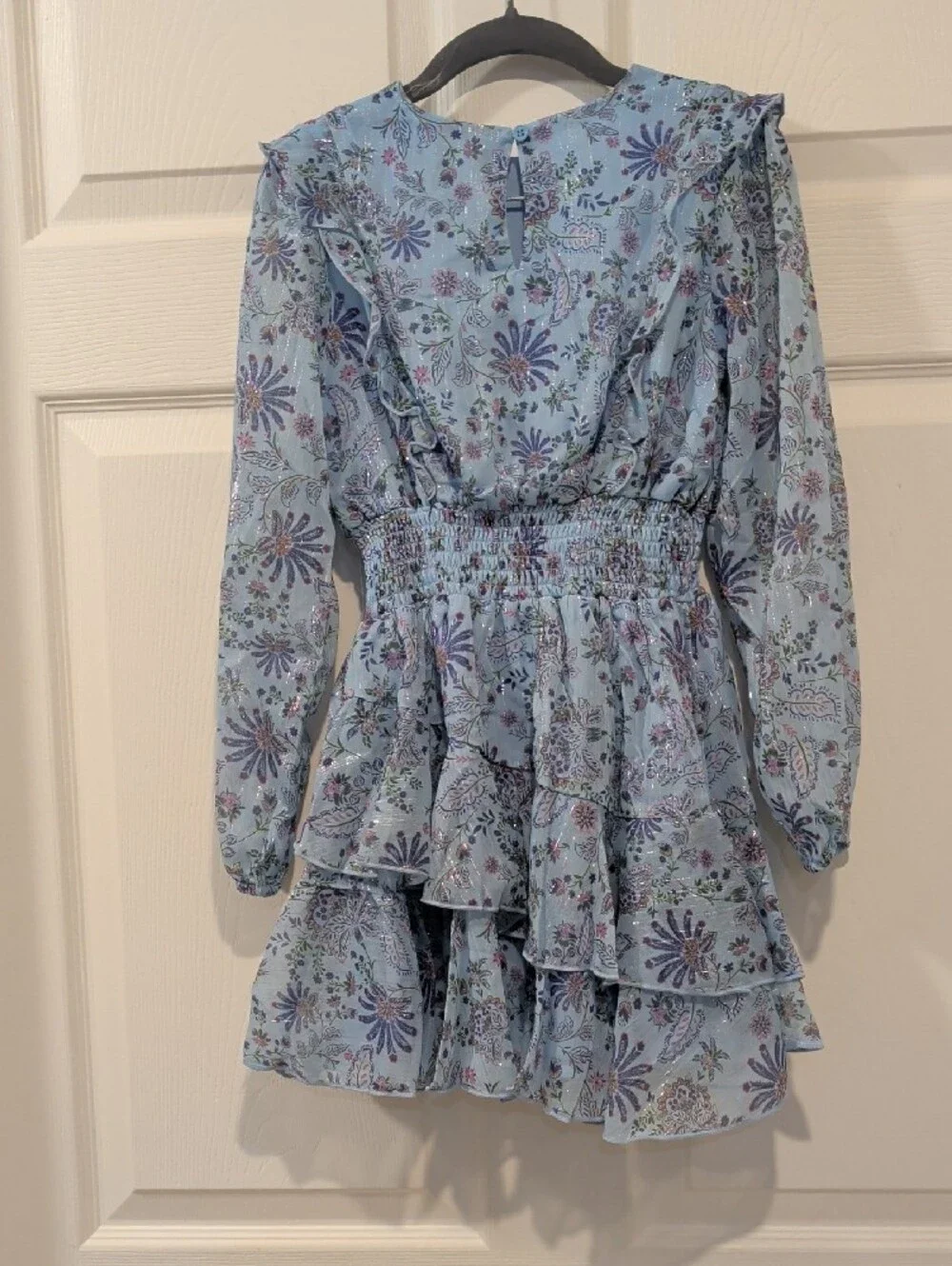 AQUA Girls' Lovely Long Sleeved Ruffled Mini Dress, Little Kid, Big Kid NWT